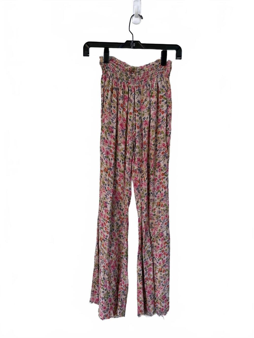Vintage 90s Y2K Mudd Pink Floral Rayon Wide Leg Pants XS